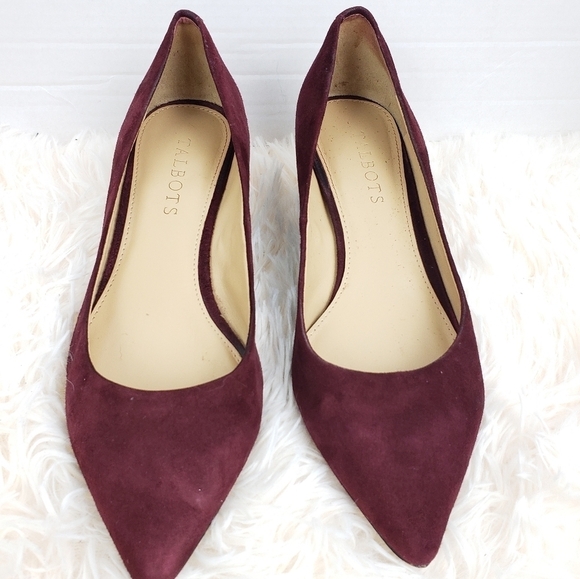 Talbots‎ Burgundy Platform Wedges Suede Sz 7 NARROW - Picture 2 of 7